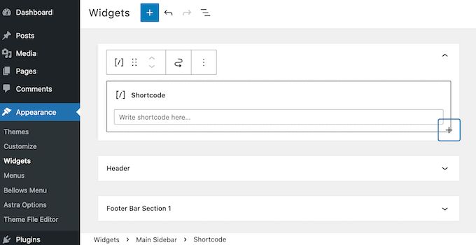 sidebar-widget-shortcode How to add a widget to the WordPress sidebar.