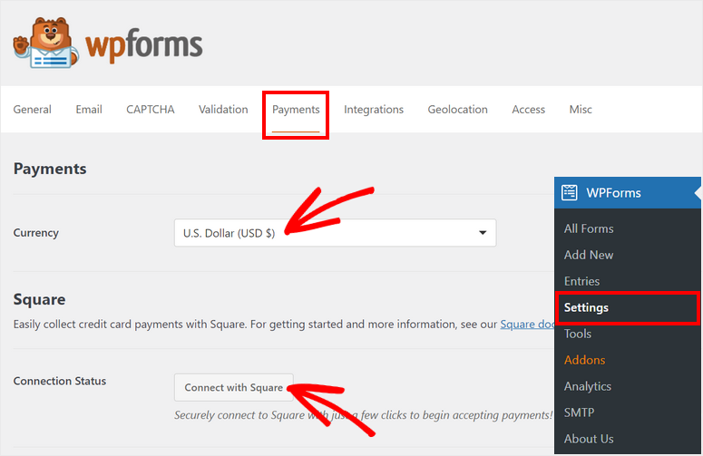 настройки квадратных платежей — IsItWP — бесплатный детектор тем WordPress square payments settings