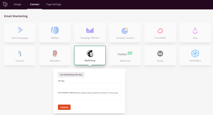 Введите ключ API в конструкторе SeedProd. Enter API key within SeedProd builder