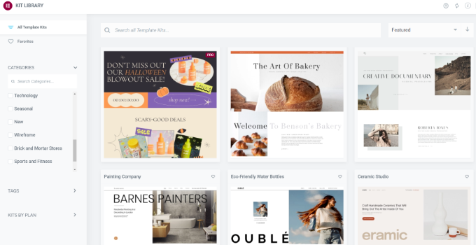 Шаблоны элементов Elementor templates