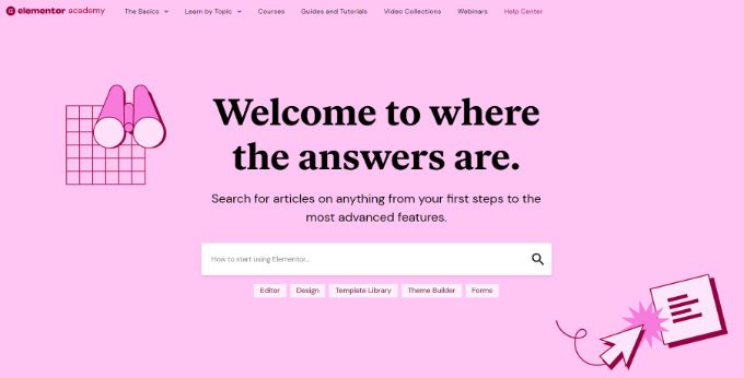 Справочный центр Элементор Elementor help center