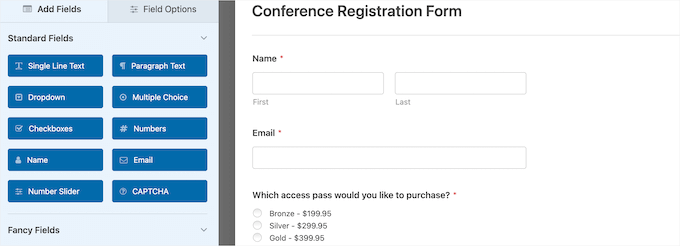 ตัวอย่างแบบฟอร์มการลงทะเบียน WPForms WPForms registration form example