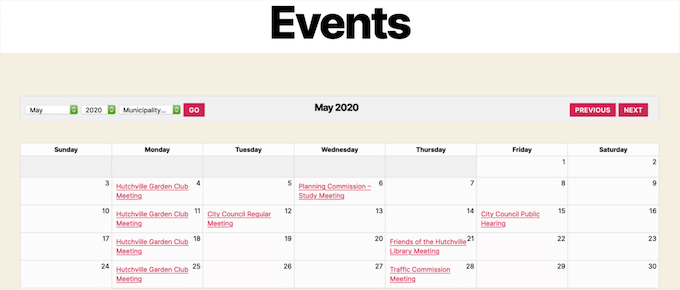 ตัวอย่างกิจกรรม Sugar Calendar Sugar Calendar events example