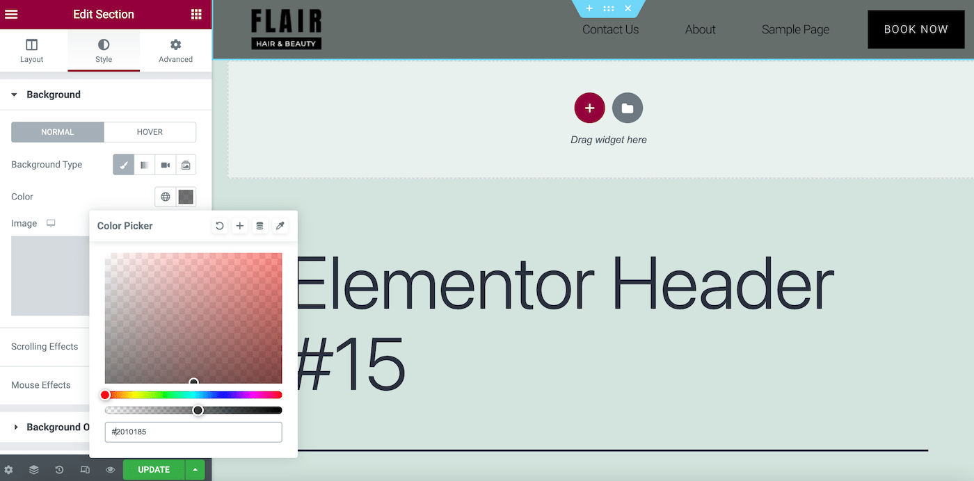Sticky-Header-Farben bearbeiten