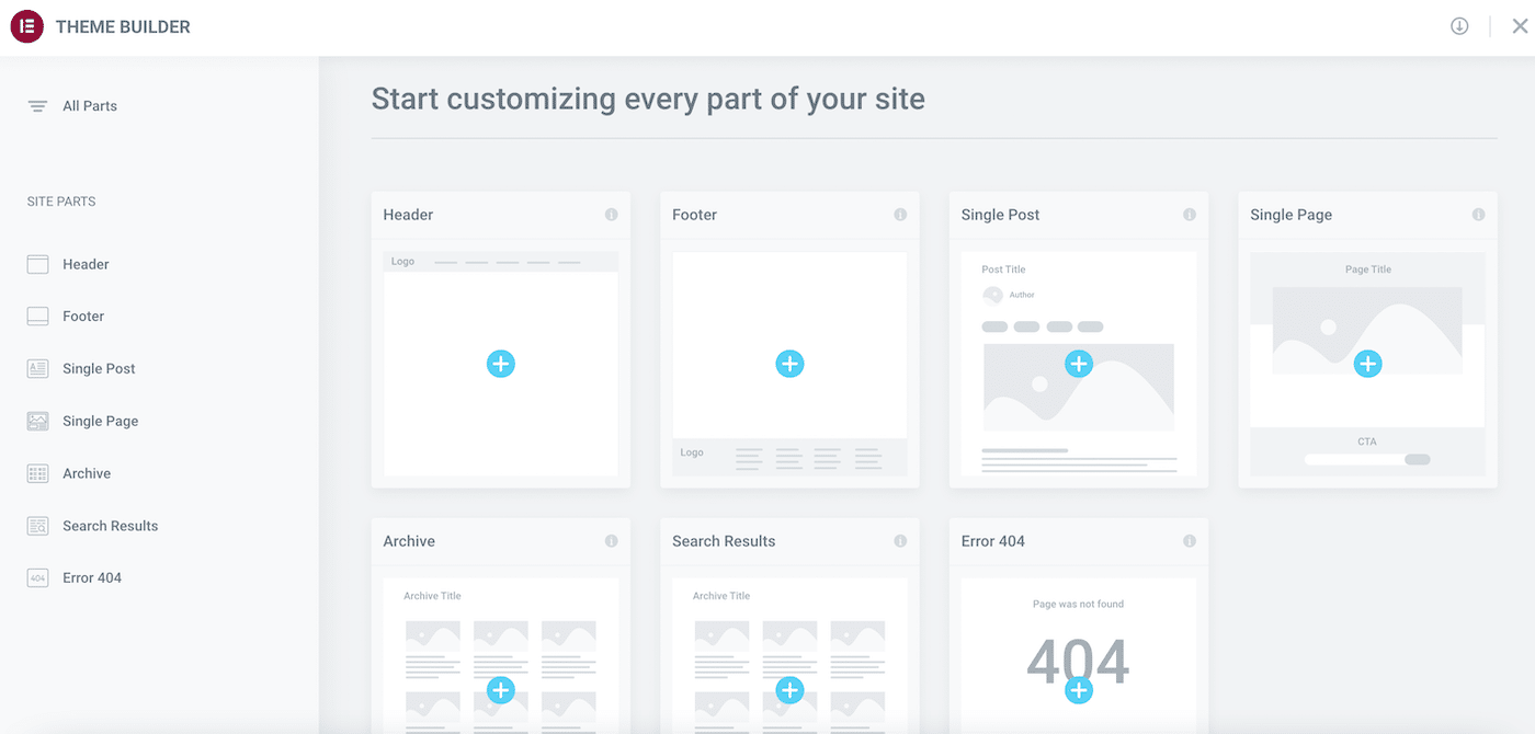 Finden Sie Vorlagen im Theme Builder