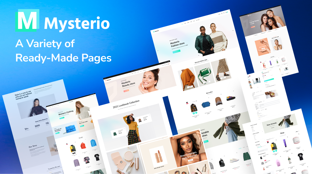 ミステリオ多目的Shopify2.0テーマ:さまざまな既製のページ
