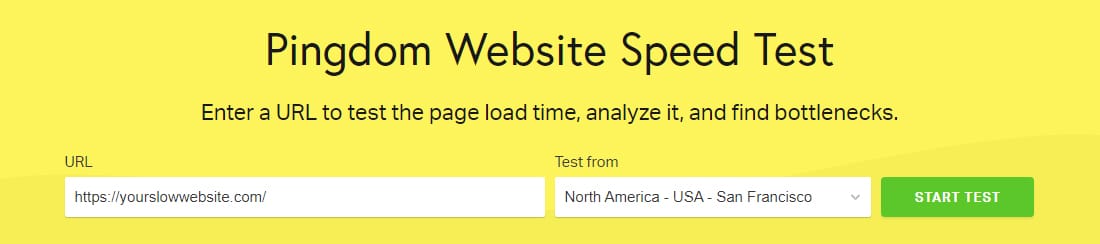 Zrzut ekranu narzędzia do testowania szybkości witryny Pingdom Tools.