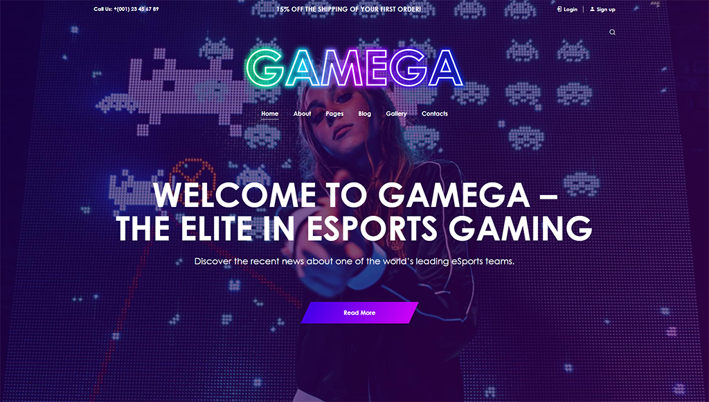 Gamega - șablon HTML pentru eSports și jocuri cibernetice