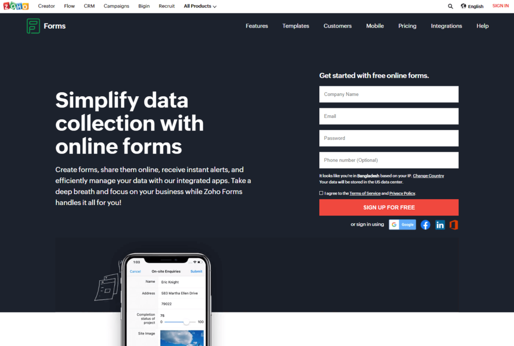 Zoho Forms - ferramenta de pesquisa online