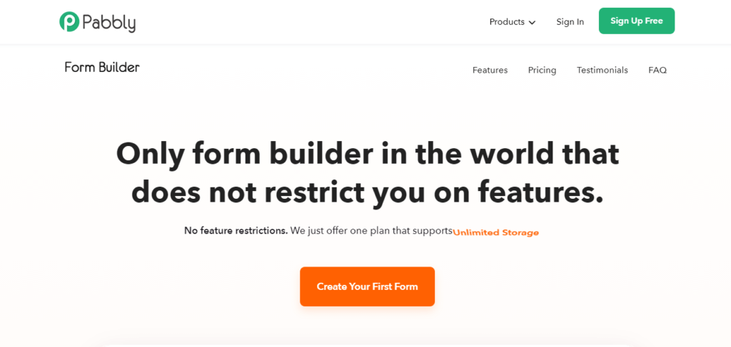 Construtor de formulários Pabbly para pesquisa
