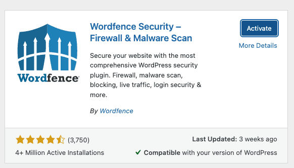 Plugin de sécurité Wordfence