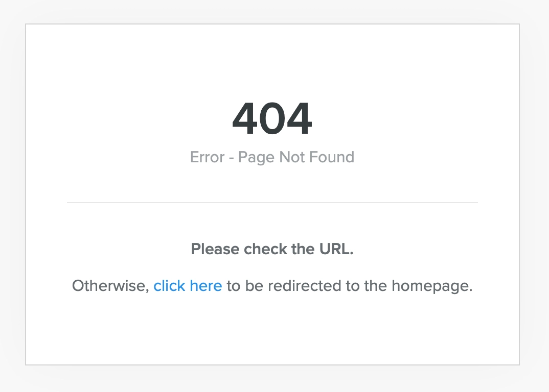 Un modello di pagina 404 non personalizzato.