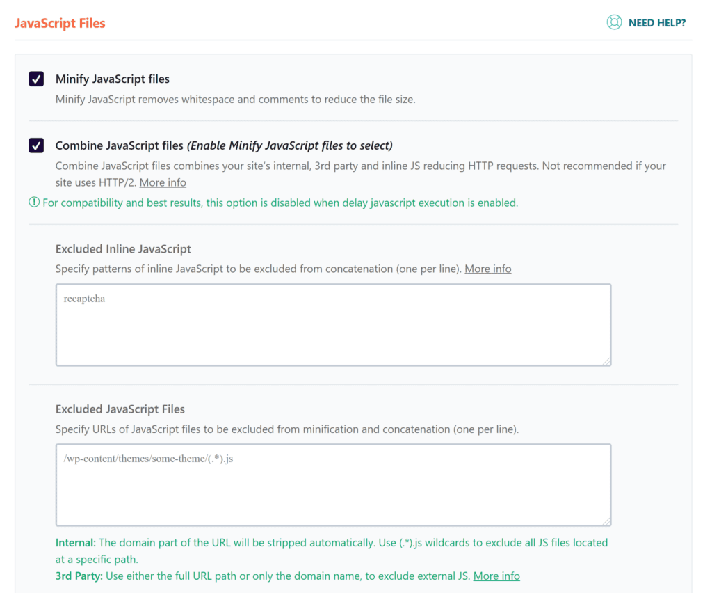 Combinando Javascript en WP Rocket