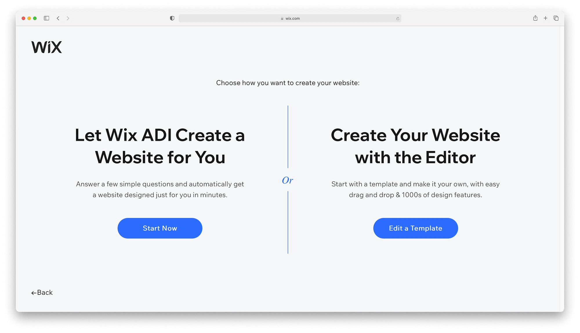 Die Wahl zwischen Wix ADI und Wix Editor