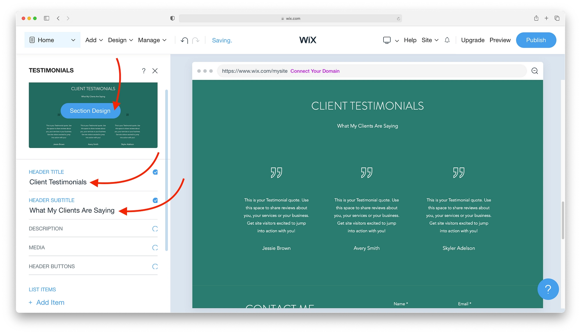 Anpassen von Designelementen mit dem ADI-Editor von Wix