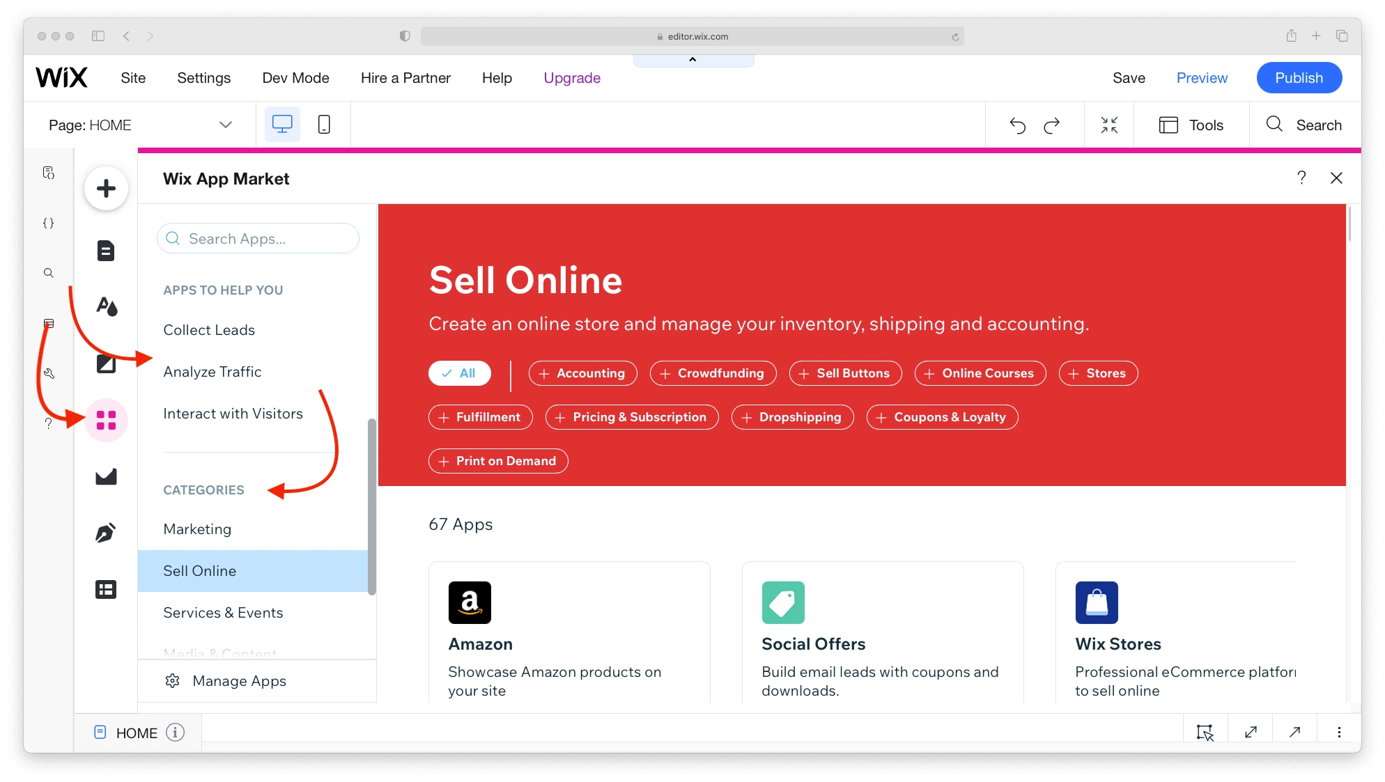 Der App-Markt von Wix