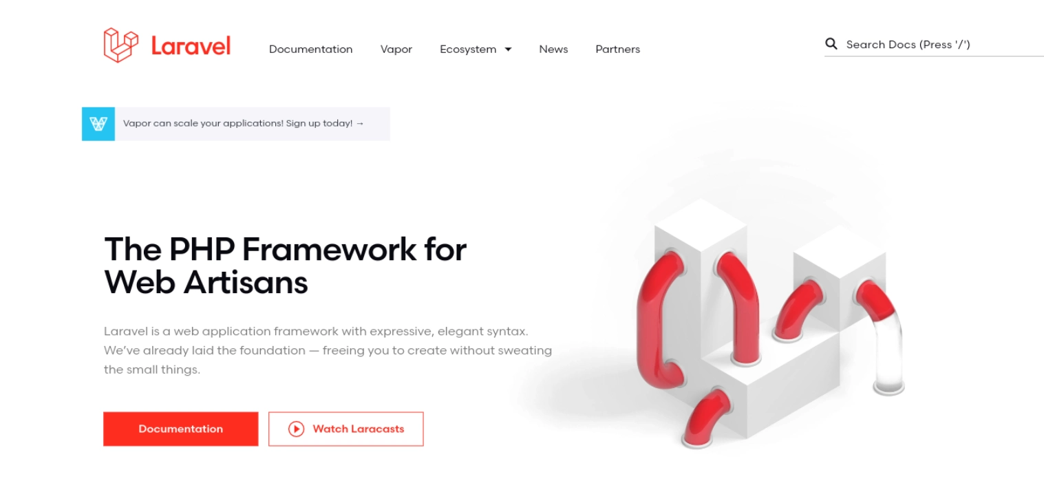 El sitio web del marco de Laravel.