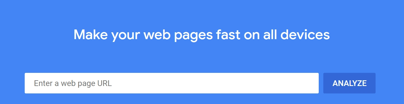 Die PageSpeed Insights-Homepage