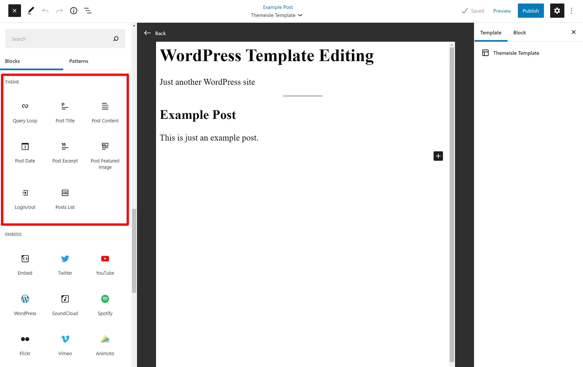 บล็อกธีม WordPress