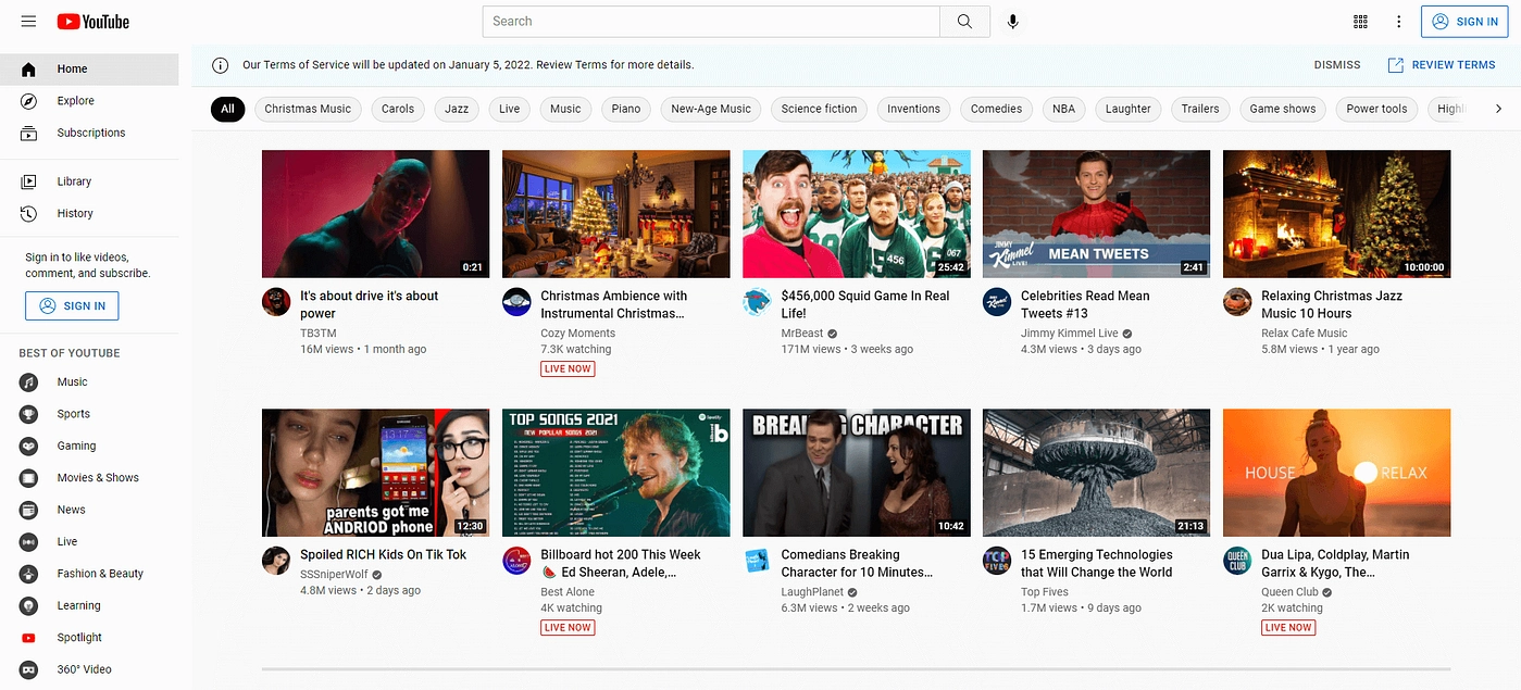 Un exemple du flux de conception de YouTube.