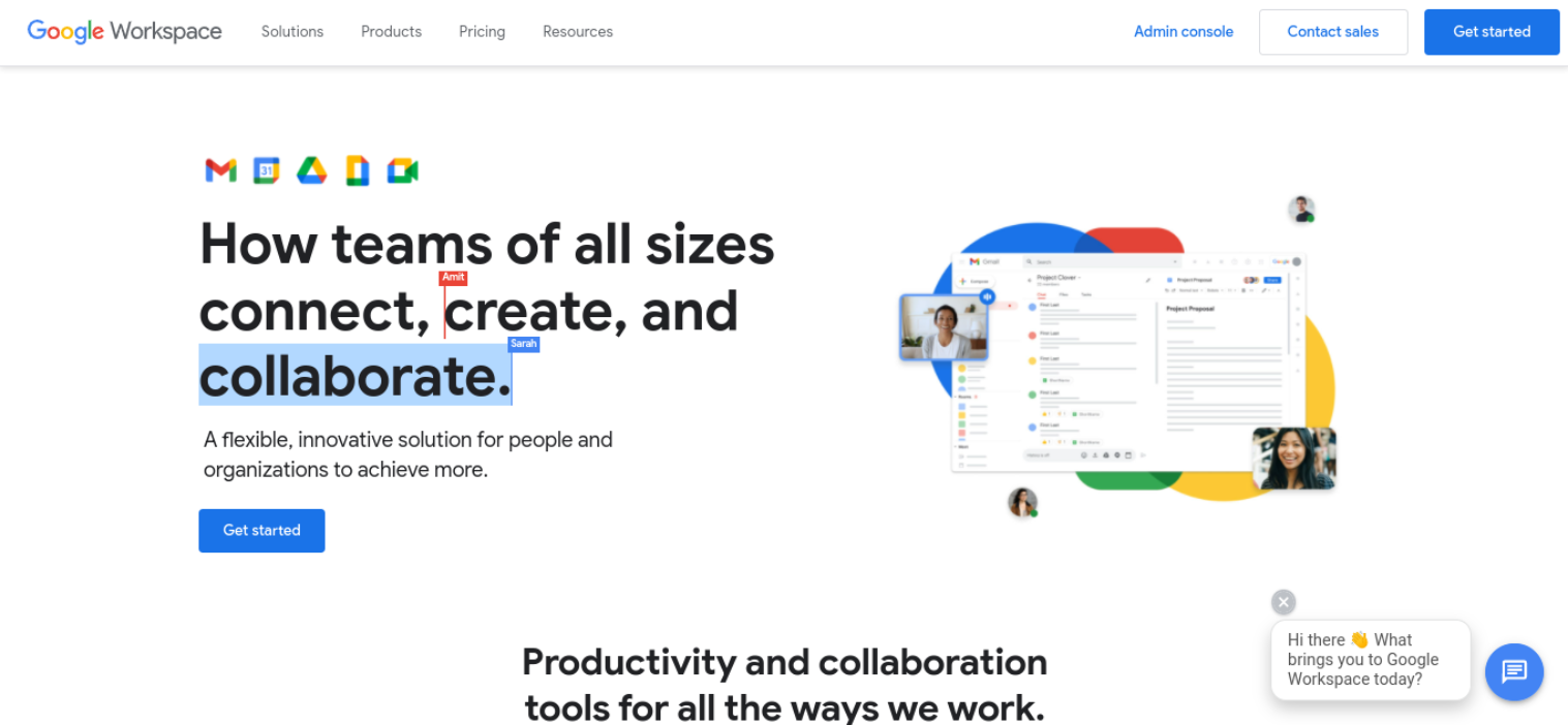 O site do Google Workspace.