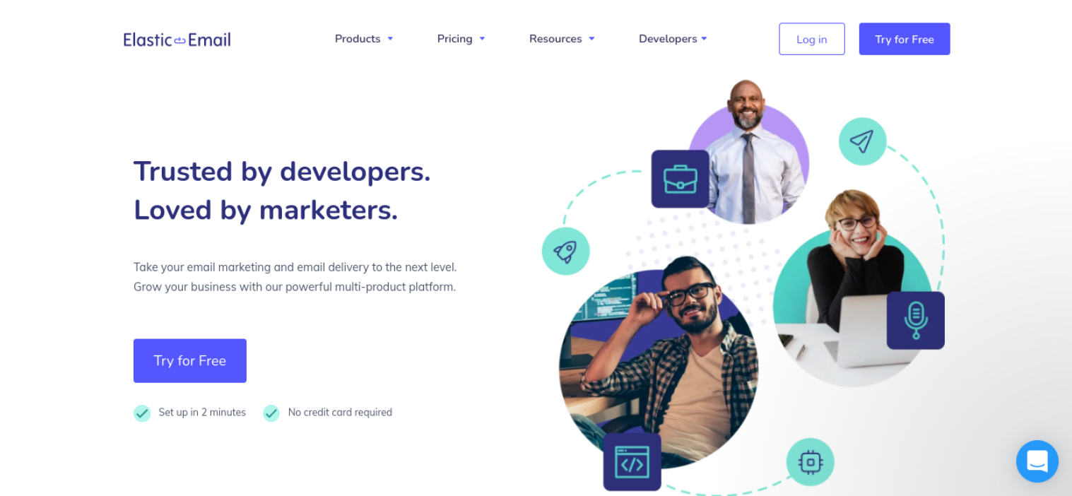 O site Elastic Email.