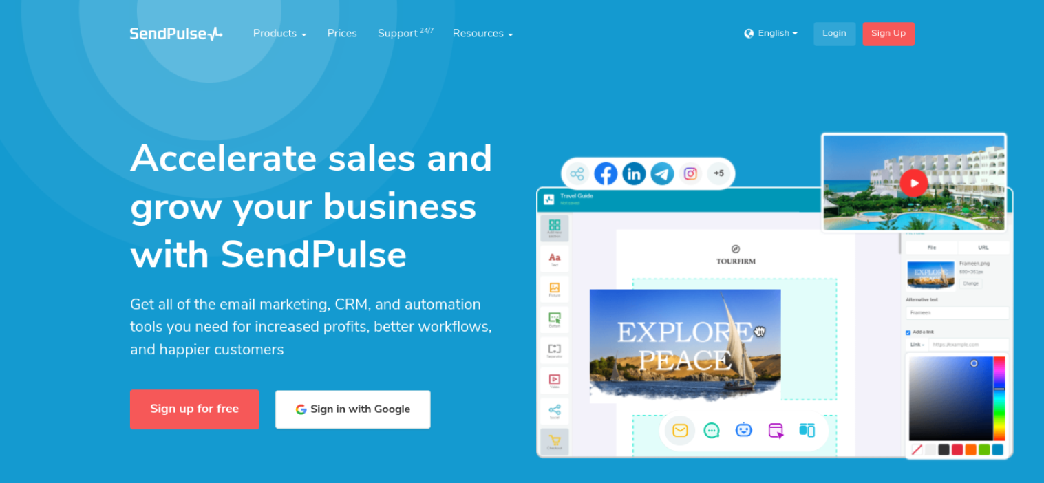 O site SendPulse.