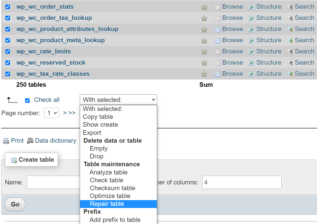 使用 phpMyAdmin 修复 WordPress 数据库表