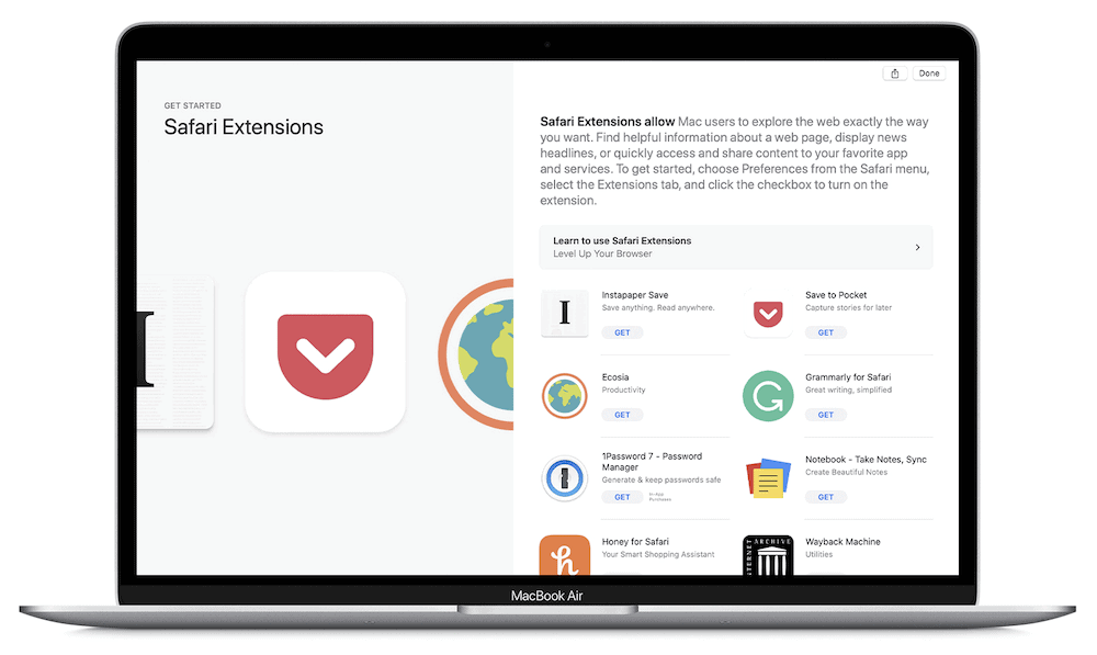 Le estensioni del browser di Safari.