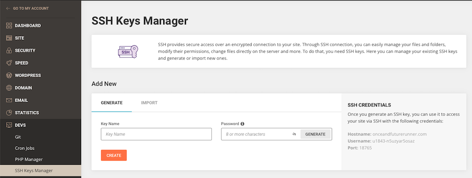 Outils de site SiteGround