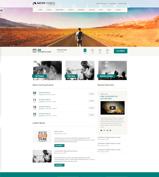 Native Church Najlepsze motywy WordPress dla kościołów