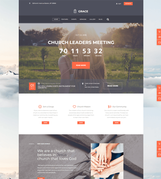 Szablon strony Grace Church dla WordPress