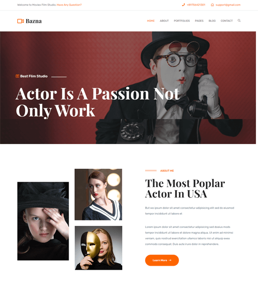 Тема Bazna WordPress для актеров