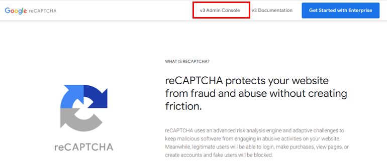 Google reCaptcha 홈페이지