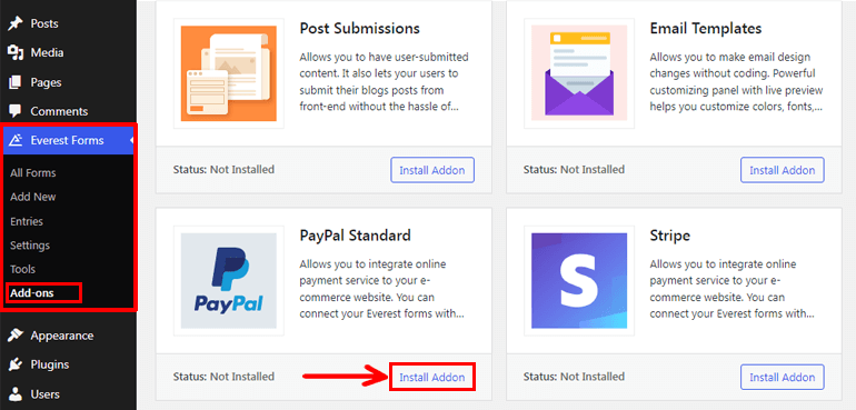 Instal Addon PayPal