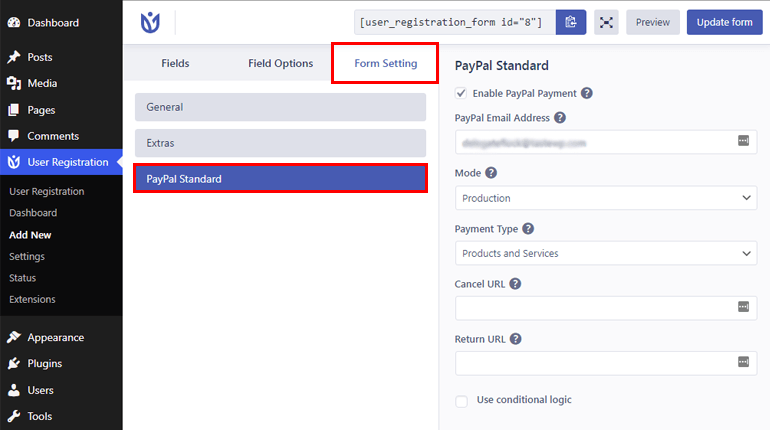 Mengaktifkan PayPal di Pendaftaran Pengguna