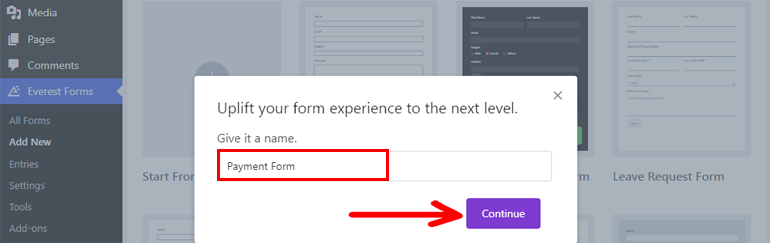 Formulir Penamaan