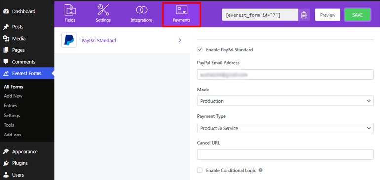 Aktifkan Standar Paypal