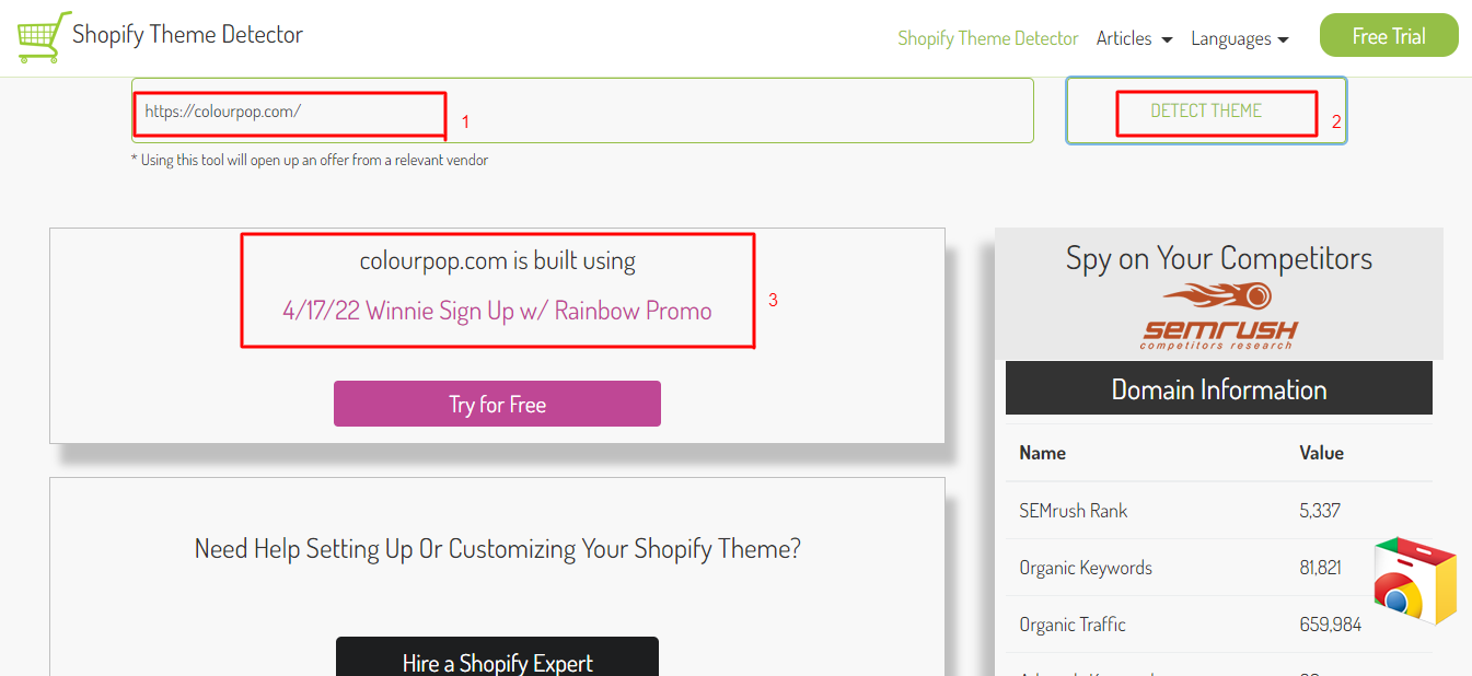 Shopify 테마 감지기