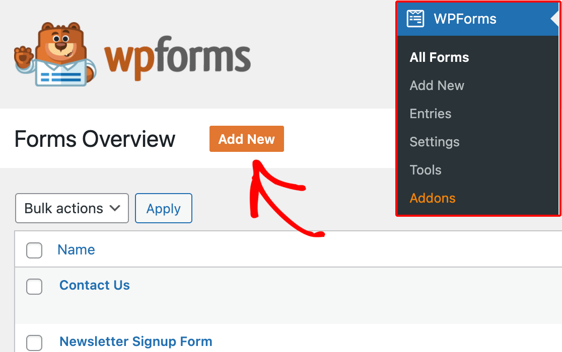 เพิ่มแบบฟอร์มใหม่ WPForms