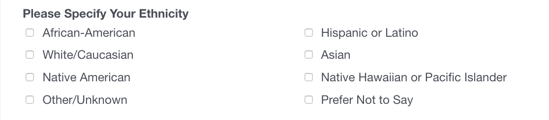 Pregunta demográfica sobre etnicidad