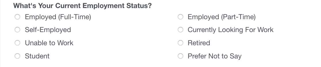 Pertanyaan demografis status pekerjaan