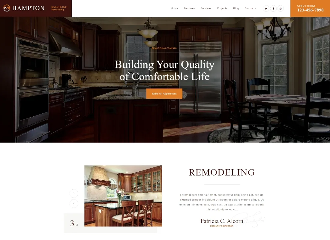 Hampton | Projekt domu i renowacja Motyw WordPress