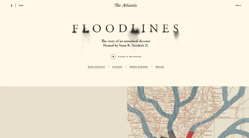 10+ najbardziej intrygujących przykładów witryn z podcastami 13 Floodlines - The Atlantic