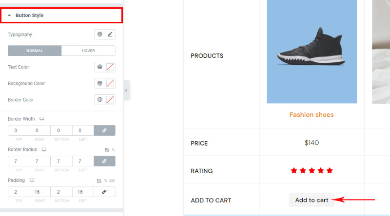 Como adicionar o elemento de comparação de produtos WooCommerce ao seu site facilmente 14 Product comparison button style
