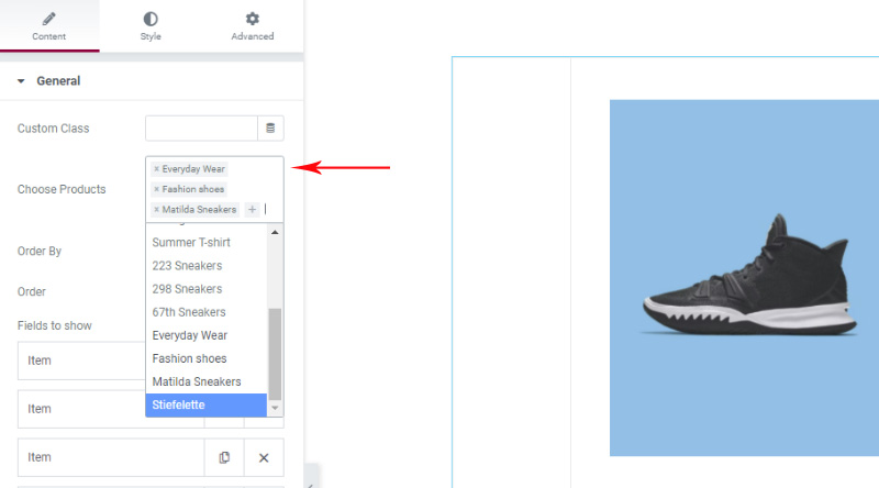 Como adicionar o elemento de comparação de produtos WooCommerce ao seu site facilmente 6 Choose products