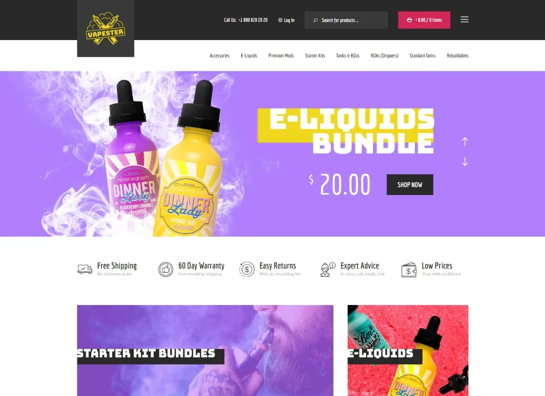 Vapester | Kreatywny sklep z papierosami i sklep z e-papierosami Motyw WooCommerce