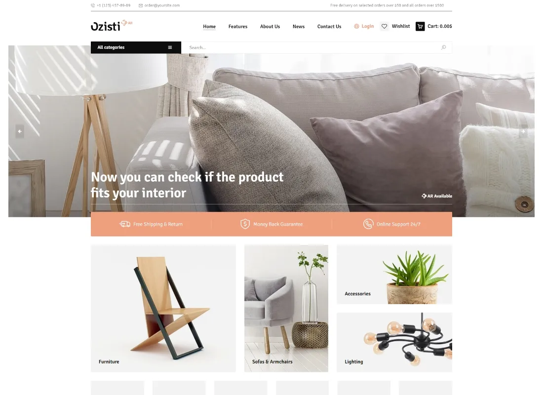 Ozisti | O temă WordPress cu mai multe concepte WooCommerce Realitate augmentată gata pentru magazin