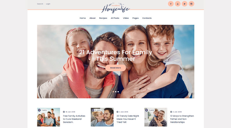 Die 5+ kreativsten Familien-Website-Vorlagen 4 Modern Housewife WP Theme