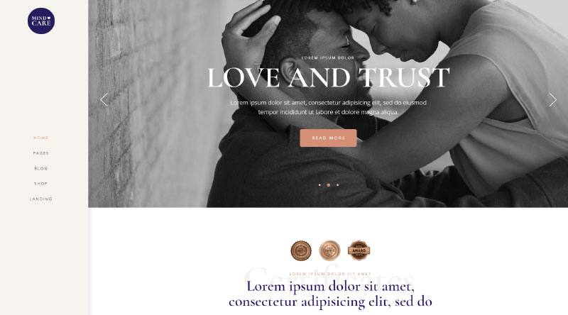 Die 5+ kreativsten Familien-Website-Vorlagen 6 MindCare WP Theme